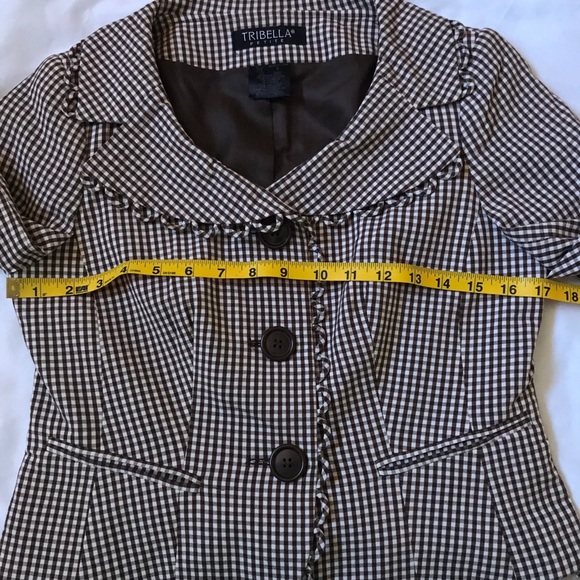 Tribella Petite Checkered Blazer Jacket Size 2P - Picture 6 of 15